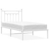 vidaXL Cadre de lit m&eacute;tal sans matelas avec t&ecirc;te de lit blanc 90x200cm