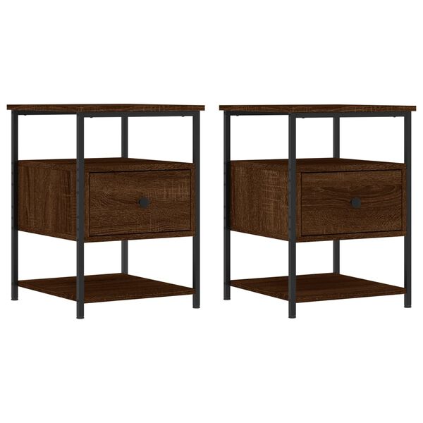 vidaXL Tables de chevet 2pcs ch&ecirc;ne marron 40x42x56cm bois d'ing&eacute;nierie