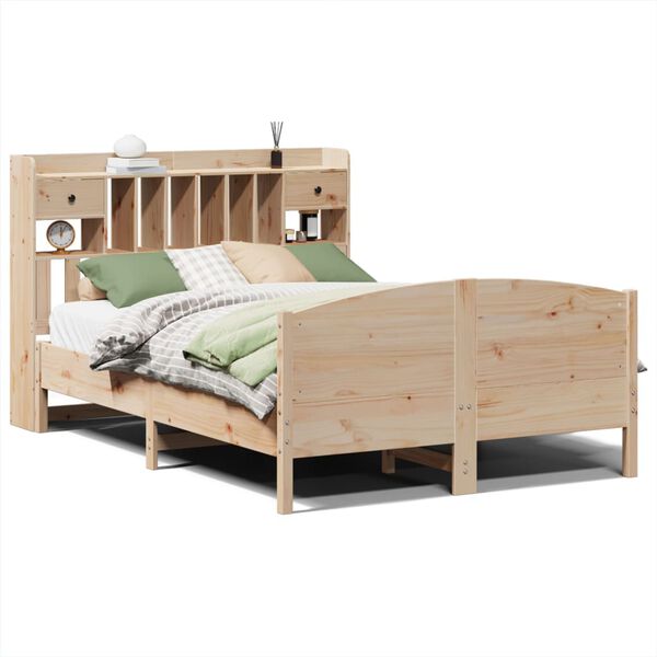 vidaXL Lit biblioth&egrave;que sans matelas 150x200 cm bois massif de pin
