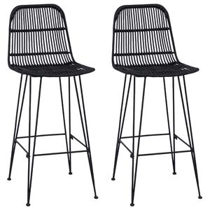 vidaXL Tabouret de bar 2 pcs Noir 44 x 55 x 109 cm Rattan et Acier