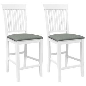 vidaXL Tabourets de bar avec coussins (lot de 2) en bois massif blanc et caoutchouc