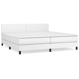 vidaXL Sommier &agrave; lattes de lit avec matelas Blanc 200x200cm Similicuir