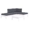 vidaXL Salon de jardin 5 pcs avec coussins blanc bois de pin