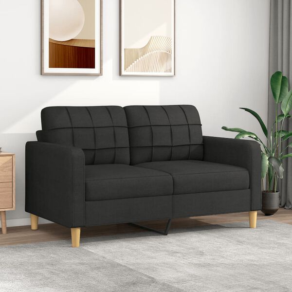 vidaXL Canap&eacute; &agrave; 2 places Noir 140 cm Tissu
