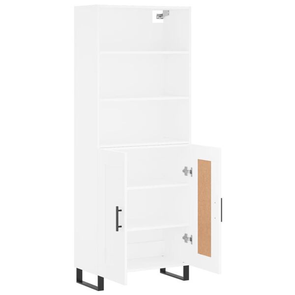 vidaXL Buffet haut Blanc 69,5x34x180 cm Bois d'ing&eacute;nierie