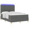 vidaXL Lit &agrave; ressort LED avec matelas Gris fonc&eacute; 140 x 190 cm tissu