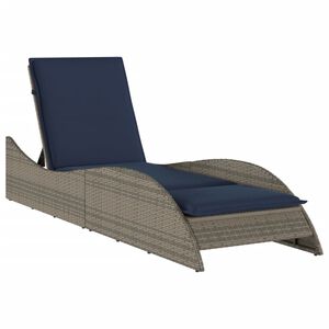 vidaXL Chaise longue avec coussin Gris 60x205x73 cm R&eacute;sine tress&eacute;e