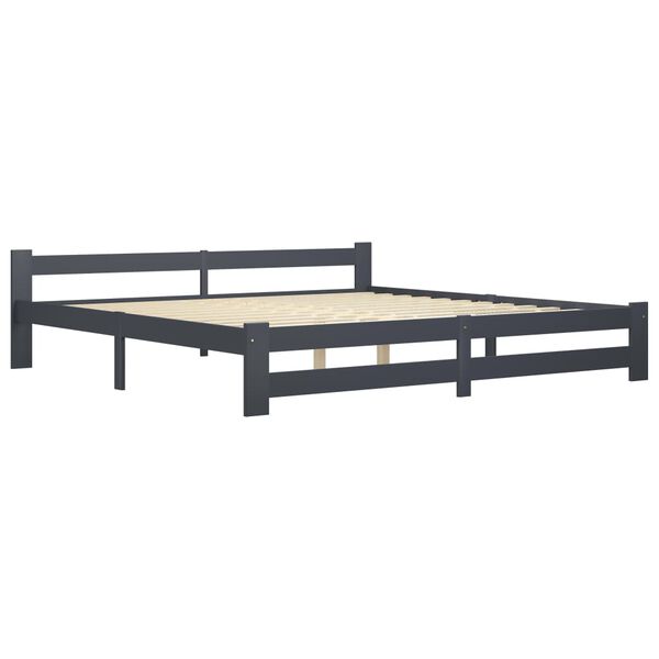 vidaXL Cadre de lit sans matelas gris fonc&eacute; pin massif 200x200 cm