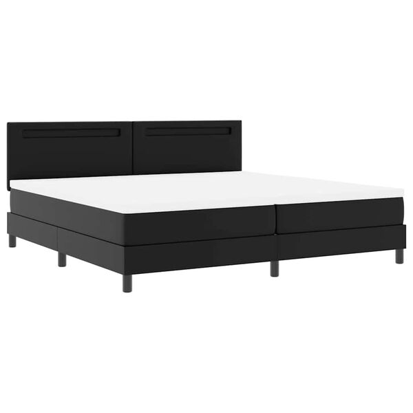 vidaXL Lit &agrave; ressorts avec matelas Noir 200 x 200 cm Simili cuir