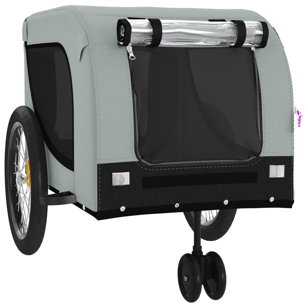 vidaXL Remorque de vélo pour animaux de compagnie gris et noir