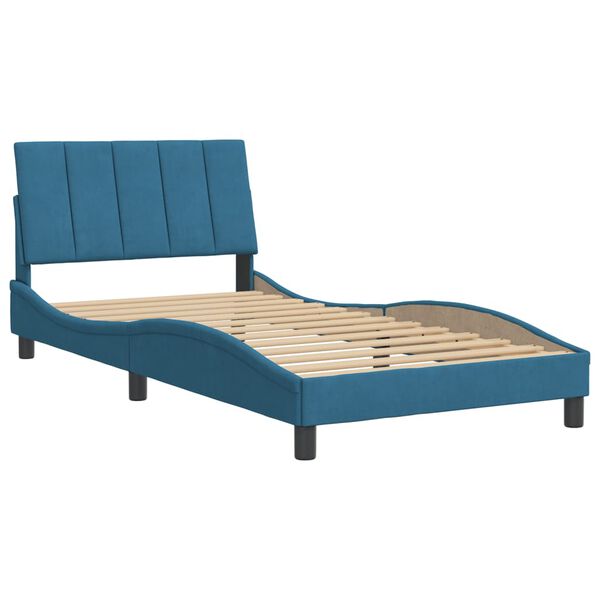 vidaXL Cadre de lit sans matelas Hanko bleu 100x200 cm velours