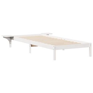 vidaXL Cadre de lit avec tables de chevet Blanc 80 x 220 cm Pin massif