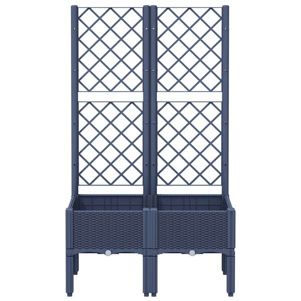 vidaXL Jardini&egrave;re avec treillis bleu gris 80x40x142 cm PP