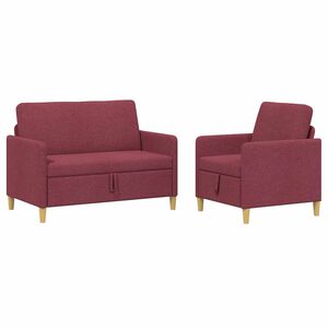 vidaXL Canap&eacute; avec rangement 2 pc Bordeaux Polyester