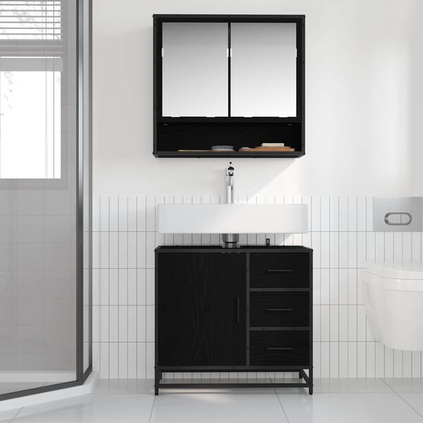 vidaXL Ensemble de mobilier de salle de bain 2 pcs Ch&ecirc;ne noir