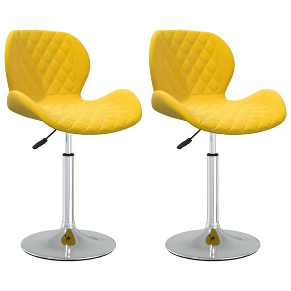 vidaXL Chaises &agrave; manger pivotantes lot de 2 jaune moutarde velours