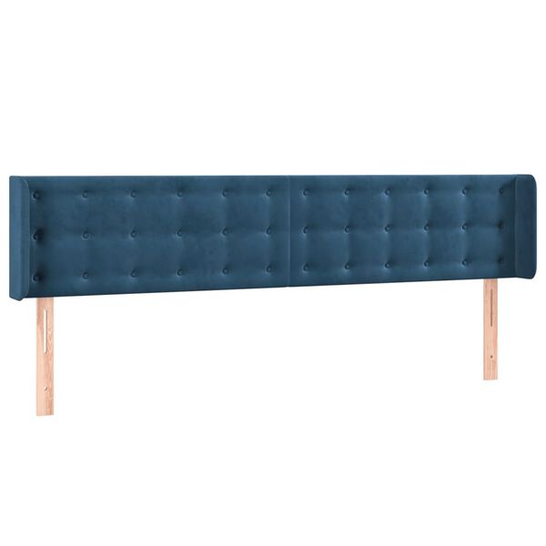 vidaXL T&ecirc;te de lit avec oreilles Bleu fonc&eacute; 163x16x78/88 cm Velours