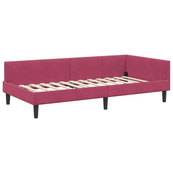 vidaXL Cadre de lit d'angle Bordeaux 90 cm x 200 cm Velours