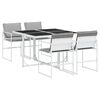 vidaXL Ensemble &agrave; manger de jardin avec coussins 5 pcs blanc textil&egrave;ne