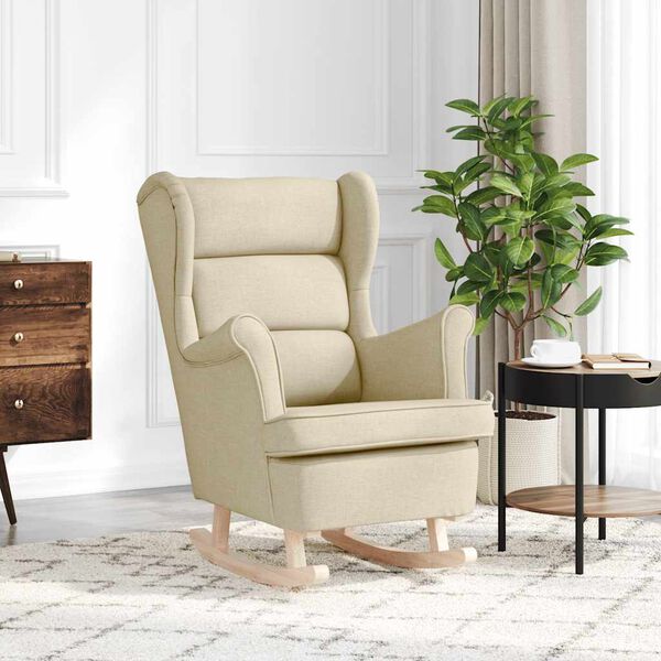 vidaXL Chaise &agrave; bascule cr&egrave;me 74x90x102 cm tissu