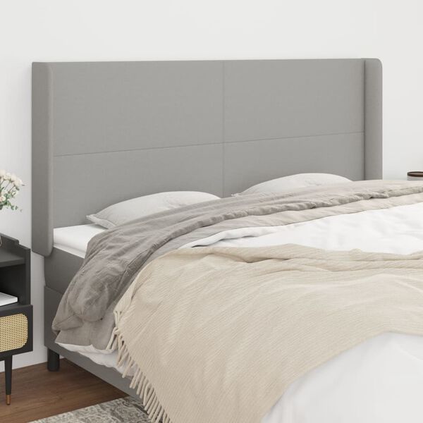 vidaXL T&ecirc;te de lit avec oreilles Gris clair 203x16x118/128 cm Tissu