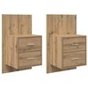 vidaXL Cabinet de chevet mural avec tiroir 2 pcs Ch&ecirc;ne artisanal