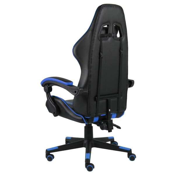 vidaXL Fauteuil de jeux vidéo Noir et bleu Similicuir