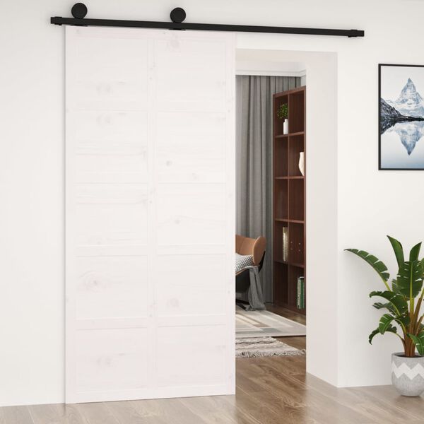 vidaXL Porte de grange Blanc 100x1,8x214 cm Bois massif de pin