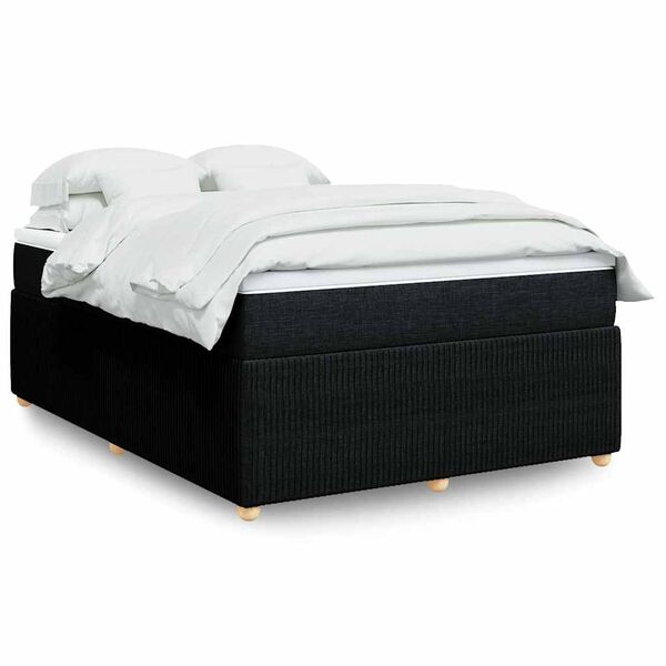 vidaXL Sommier &agrave; lattes de lit avec matelas Noir 140x200 cm Tissu