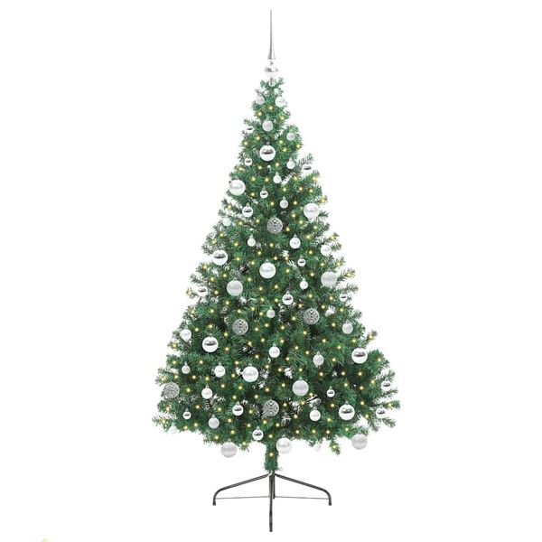 vidaXL Sapin de No&euml;l artificiel pr&eacute;-&eacute;clair&eacute; Vert 180 cm PVC