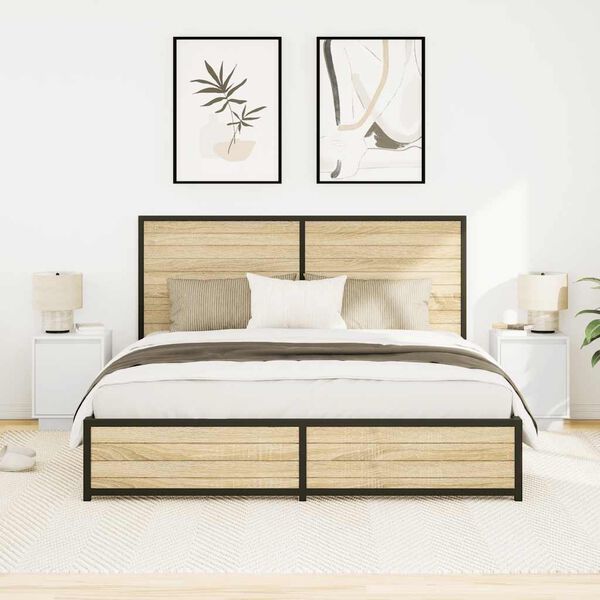 VidaXL Tables de chevet avec lumi&egrave;res LED 2 pcs blanc 38x34x50 cm