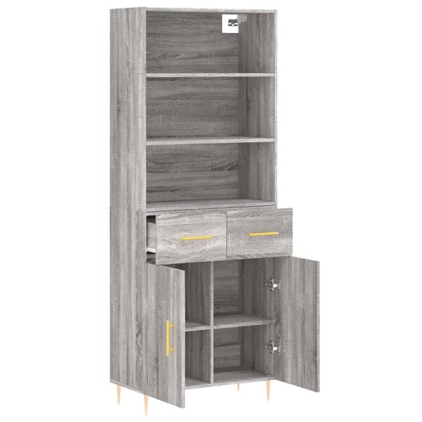 vidaXL Buffet haut Sonoma gris 69,5x34x180 cm Bois d'ing&eacute;nierie