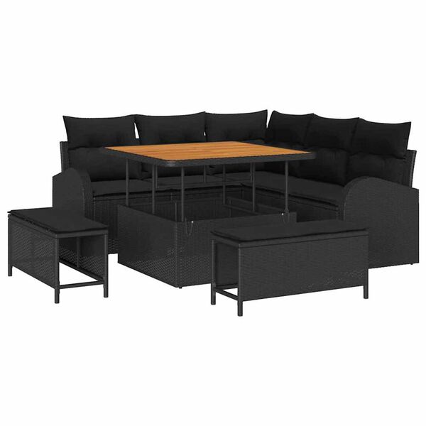 vidaXL Ensemble de canap&eacute; de jardin avec coussin 8 pcs Noir
