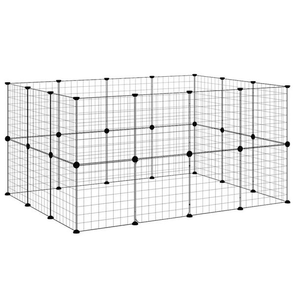 vidaXL Cage animaux de compagnie à 28 panneaux et porte Noir 35x35 cm