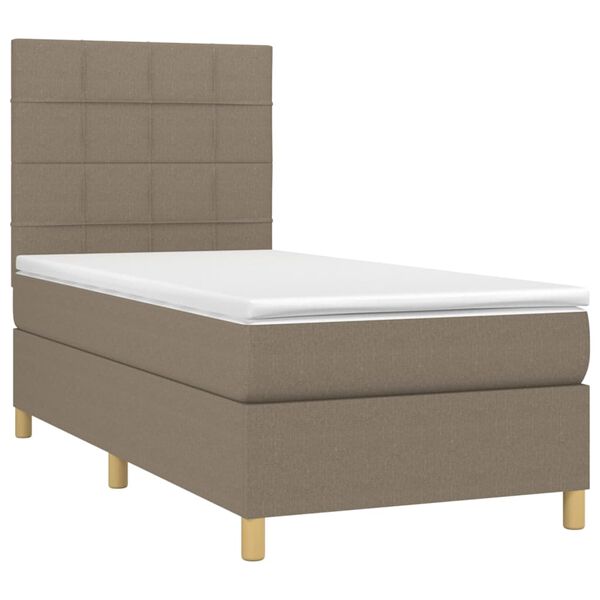 vidaXL Sommier &agrave; lattes de lit avec matelas Taupe 80x200 cm Tissu