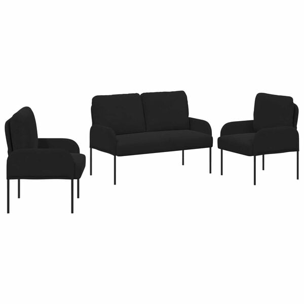 vidaXL Ensembles de canap&eacute;s 3 pcs Noir 115 x 56 x 80 cm Contreplaqu&eacute;