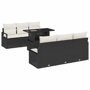vidaXL Ensemble de canap&eacute; de jardin 7 pc 6 place Noir et Cr&egrave;me