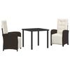vidaXL Ensemble de salle &agrave; manger pour jardin 3 pc Marron polyrotin