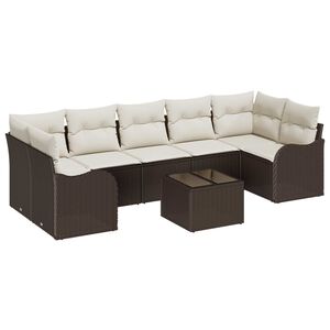 vidaXL Ensemble de canap&eacute; de jardin avec coussin 8 pcs Marron et Cr&egrave;me