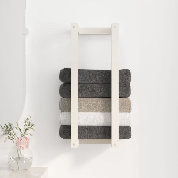 vidaXL Porte-serviette Blanc 23x18x60 cm Bois de pin massif