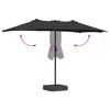 vidaXL Parasol de jardin Noir 385 x 209 x 244 cm Polyester
