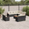 vidaXL Salon de jardin 12 pcs avec coussins noir r&eacute;sine tress&eacute;e