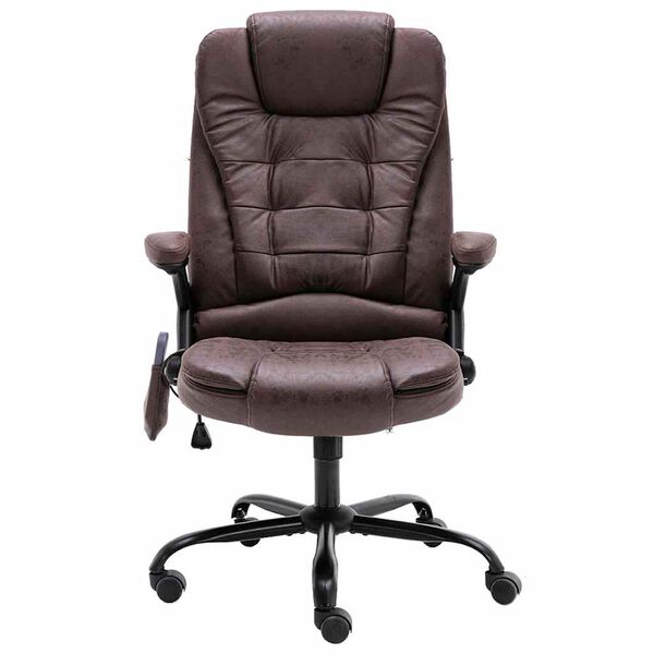 vidaXL Chaise de bureau de massage marron fonc&eacute; similicuir daim