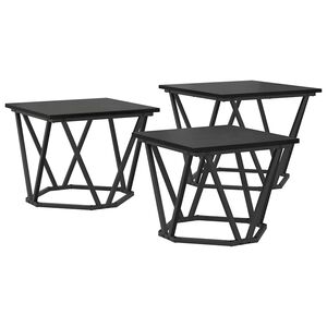 vidaXL Table basse 3 pcs Ch&ecirc;ne noir Bois d'ing&eacute;nierie et acier