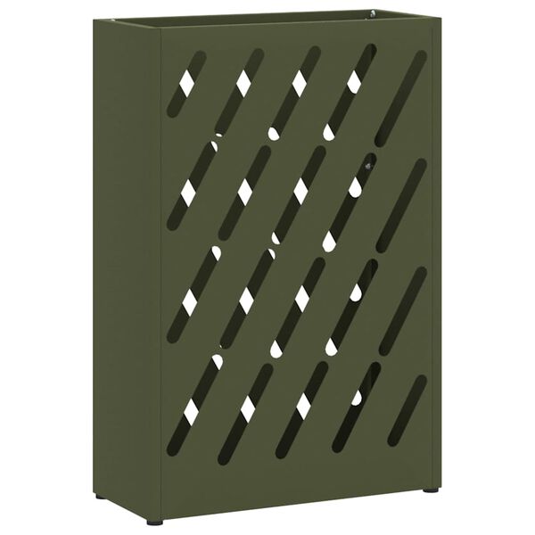 vidaXL Porte-parapluie Vert olive 28 x 12 x 41 cm Acier