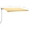 vidaXL Auvent automatique avec capteur de vent LED 4x3m Jaune et blanc