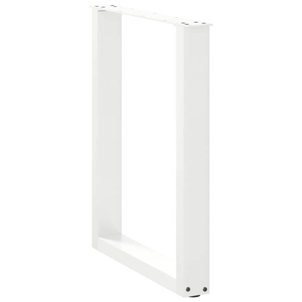 vidaXL Pieds de table &agrave; manger en U 2 pi&egrave;ces Blanc 60 x (72-73) cm Acier