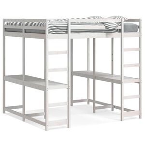 vidaXL Lit superpos&eacute; et bureau et &eacute;chelle 140x200cm bois de pin massif