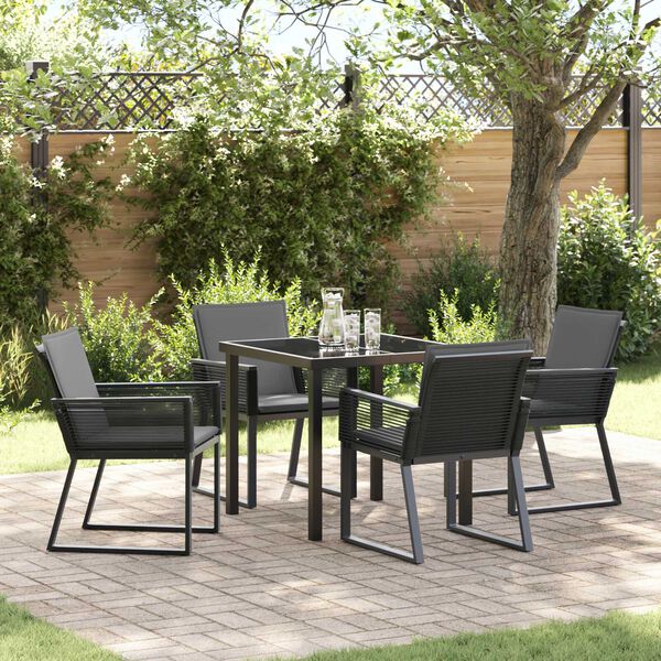 vidaXL Ensemble de salle à manger pour jardin 9 pcs Noir