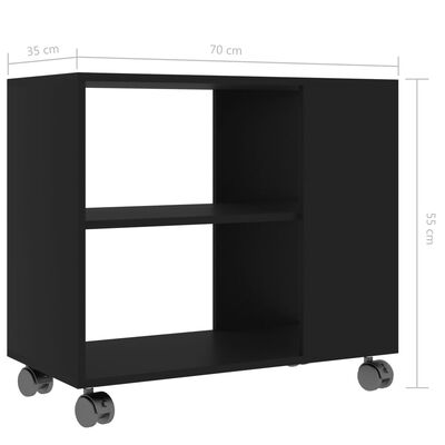 vidaXL Table d'appoint Noir 70x35x55 cm Bois d'ingénierie